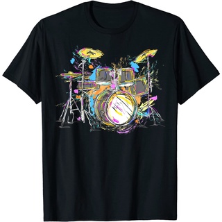 เสื้อยืดผ้าฝ้ายพรีเมี่ยม เสื้อยืด พิมพ์ลายวงดนตรี Abstract art drums musician band throne noose สําหรับผู้ใหญ่