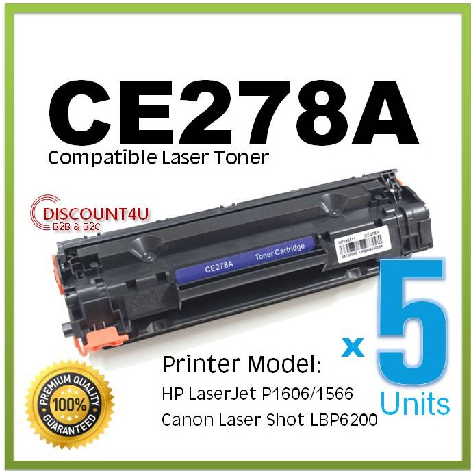 Discount4U **Pack 5**Toner รุ่น CE278A 278 78A 78 For HP LaserJet Pro P1560/P1566/P1600 /P1606dn/M15