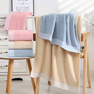 ผ้าเช็ดตัว สีพื้นแต่งแถบสีขาว เนื้อผ้าหนาอย่างดี ผ้า cotton1…