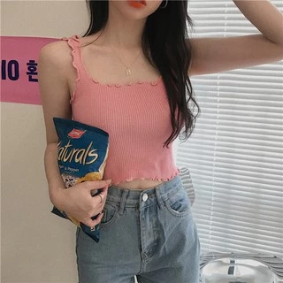 Cicishop"พร้อมส่ง"(9536)เสื้อสายเดี่ยวไหมพรมทรงกล้าม งามน่ารักมากกกกก