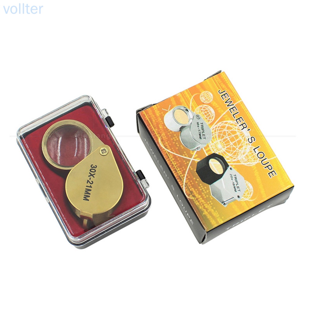 VOLL Portable 30X 21mm Jewelers Magnifier Gold Eye Loupe Jewelry Stone Magnifying Glass