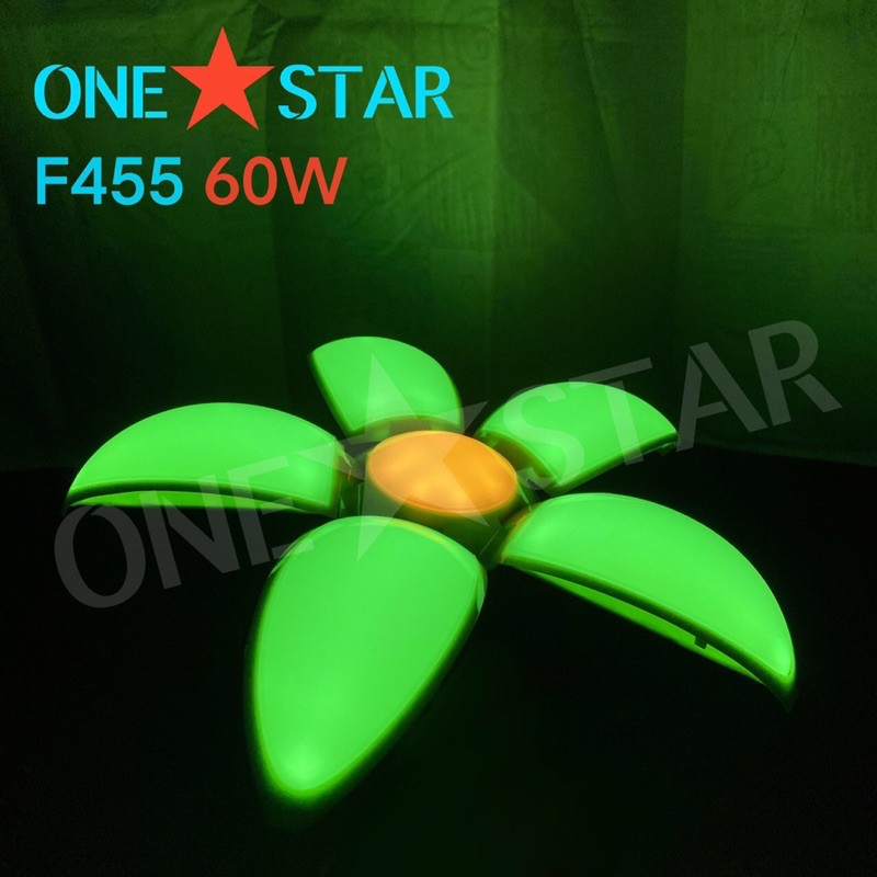 หลอดดอกไม้ LED สีหวาน ขั้วE27 60W ONE STAR หลอดLED 5แฉก ขาว วอร์มไวท์ ชมพู เหลือง เขียว นำ้เงิน แดง