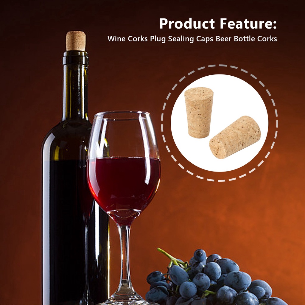 in stock】20Pcs/Lot Natural Wood Corks Wine Stopper Wood Bottle Stopper Cone Type Wine Bottle Corks Plug Sealing Cap Beer Bottle Corks - รูปที่ 2
