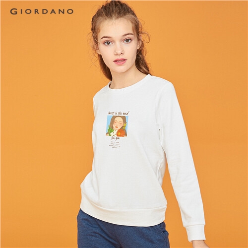 GIORDANO WOMEN Graphic loose crewneck sweatshirt 99399446