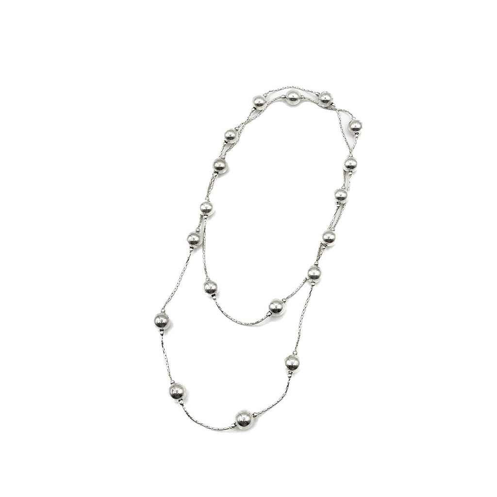 DSP สร้อยคอเงินสานห่วงเมล็ดข้าว ประคำเงินเกลี้ยง เงินแท้ 925 : DSP 925 Sterling Silver Braided Chain