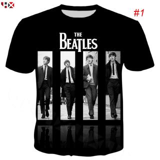 เสื้อยืด พิมพ์ลายกราฟฟิควงร็อค The Beatles 3 มิติ สไตล์อังกฤษ เหมาะกับฤดูร้อน สําหรับผู้ชาย