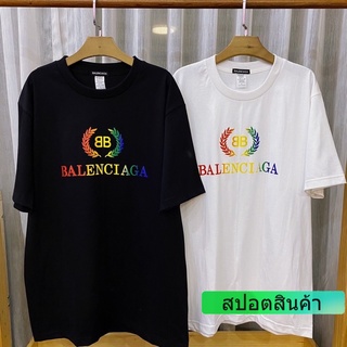 ขอแนะนำ 【COD】 เสื้อยืดแขนสั้น บาเลนน โลโก้รุ้ง COMEING CLUB