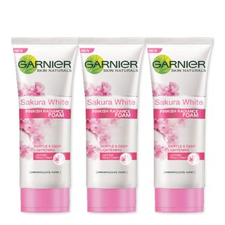 Garnier White Sakura การ์นิเย่ ไวท์ ซากุระ ขนาด 50ml/หลอด แพ็คละ3หลอด Facial Foam โฟมล้างหน้า