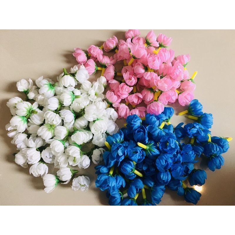 ดอกมะลิตูม ดอกมะลิแย้ม( มะลิตูมสีขาวอมเขียว1ถุง 100ดอก) ดอกมะลิผ้า หัวดอกมะลิ