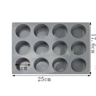 แม่พิมพ์สบู่ ซิลิโคน 12 ช่อง 50 กรัม ทรงกลม 1ช่อง : 5 * 5 * 2.5 CM ใช้ทำบล็อก ขนม ทำสบู่ก้อน เป็น บล็อก ทนความร้อน