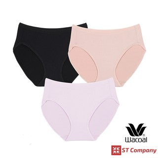 กางเกงใน Wacoal Panty ทรง Bikini ขอบเรียบ สีดำ-เบจ-ชมพู (3 ตัว) รุ่น WU1M01 WU1C34 WQ6M01 กางเกงในผู้หญิง วาโก้ บิกินี่