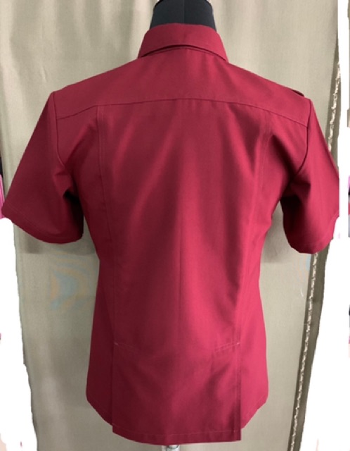 เสื้อซาฟารี สีแดงเลือดหมู ของกรมอาชีวะ. โลโก้ อาชีวะ ทั้งหญิงและชาย -  Bbshop80 - Thaipick