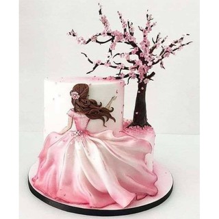 Lady with Butterfly Cake Toppers อุปกรณ์ตกแต่งเค้กรูปผีเสื้อเจ้าหญิง 7 ชิ้น/เซ็ต