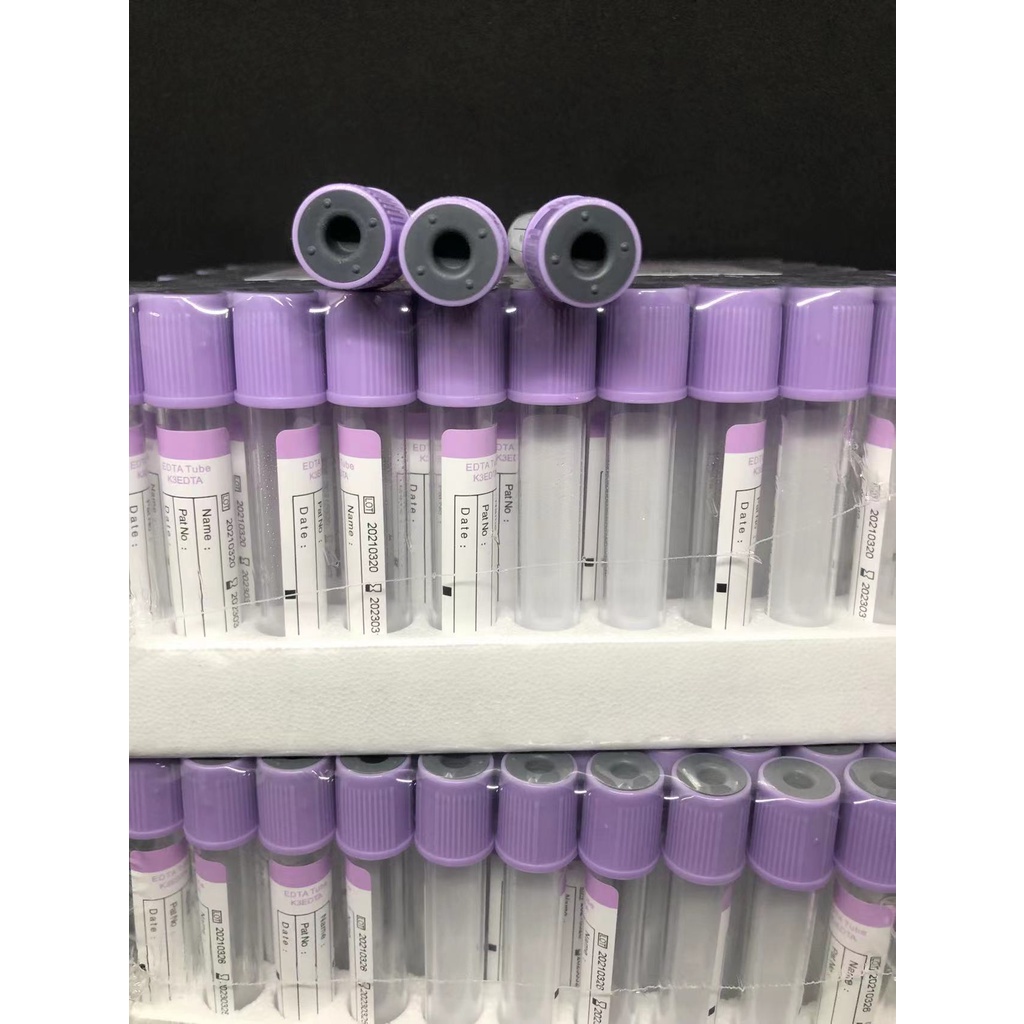 หลอดเก็บเลือด:EDTA K2 Vacuum Tube(จุกสีม่วง)หลอดเก็บตัวอย่างเลือดส่งตรวจ 3ml.Size13*75mm.(100pcs./pa