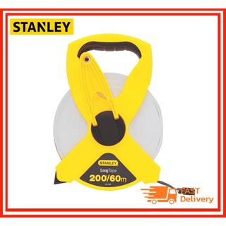 STANLEY เทปวัดที่สายไฟเบอร์กลาส แบบเปลือย 60 เมตร/200 ฟุต เทปกว้าง 12 มิล หน่วยนิ้ว&amp;ซม. #34-794