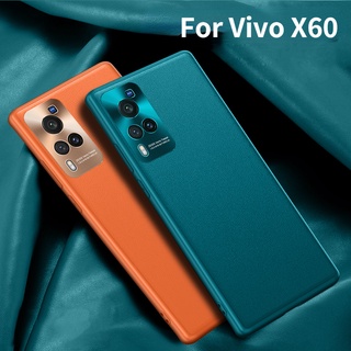 Vivo V21 V23 X50 X60 X70 X80 Pro สีพื้น หนัง TPU นิ่ม เลนส์โลหะ ป้องกัน เคสโทรศัพท์