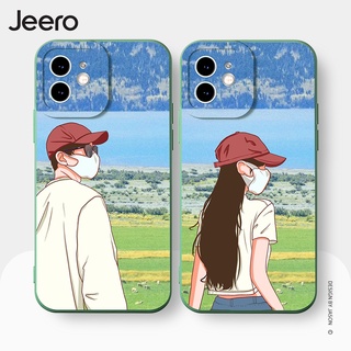 Jeero เคสคู่ เคสไอโฟน คู่รัก ขอบเหลี่ยมกันกระแทกซิลิโคนนุ่มการ์ตูนน่ารักตลก เคสโทรศัพท์ Compatible for iPhone 15 14 13 12 11 Pro Max SE 2020 X XR XS 8 7 ip 6S 6 Plus HFE1190