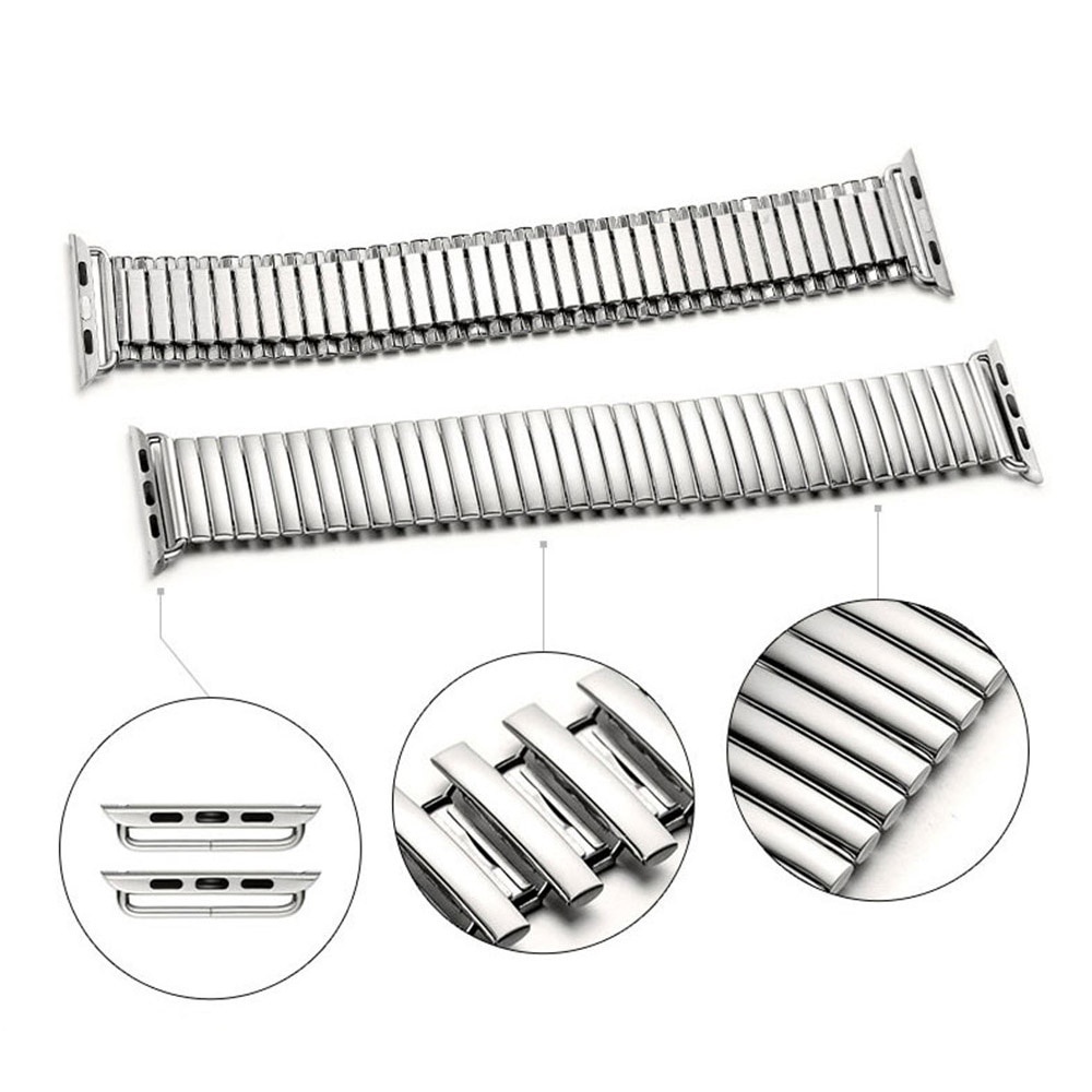 ♗Stainless Steel Elasticity Strap for Apple Watch Band 44mm 42mm 40mm