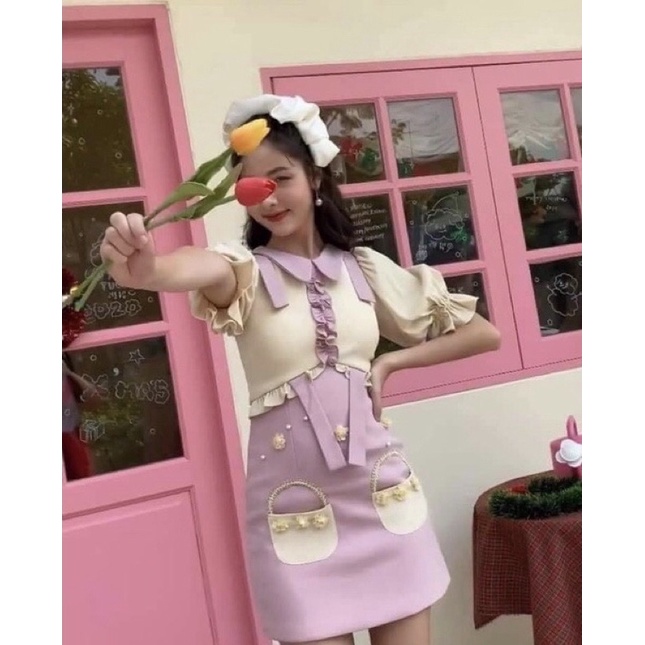 มือสอง Ballet Baby:BLTเดรสน้องตะกร้าแขนพองคอปกงานตามหา