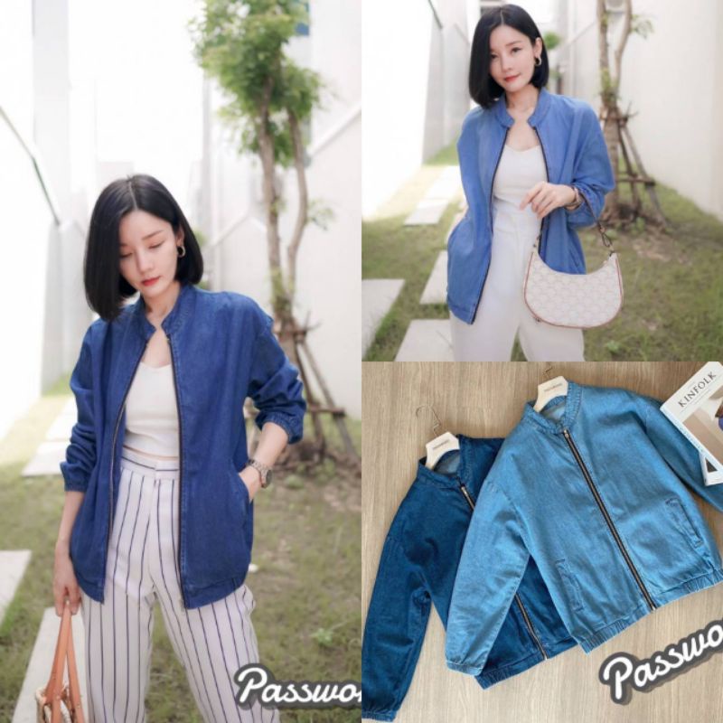 เสื้อคลุมยีนส์ซิปหน้า#password