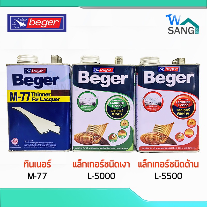 ทินเนอร์ M-77 / แล็กเกอร์ L-5000 / แล็กเกอร์ L-5500 BEGER ขนาด 1/4 แกลลอน@wsang