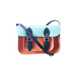 กระเป๋า The Leather Satchel Company จากประเทศอังกฤษ ขนาด 11" สี 3 Tone Limited Edition (ส้มอิฐ, ฟ้าอ่อน, กรมท่า)