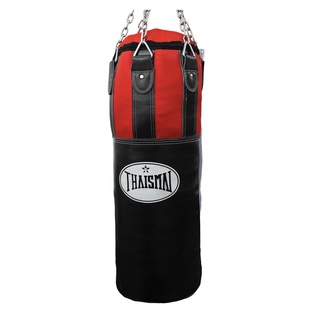 Thaismai กระสอบทรายชกมวยหนังแท้ Leather &amp; Canvas ดำ/แดง Punching Bag , Heavy Bag , Sand Bag Empty Bag (Black/Red)