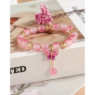 กำไลข้อมือแฟชั่น กำไลข้อมือจี้ผีเสือ Butterfly Charm Breded Bracelet(ส่งจากไทย)