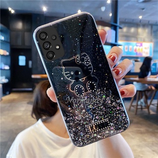 2022 New เคส Phone Casing Samsung Galaxy A73 A53 A33 A23 A23 LTE A13 M33 M23 5G 4G Cute Cartoon Hellokitty Flash Sequins Phone Case TPU Silicagel Softcase Shockproof Transparent Cover เคสโทรศัพท์