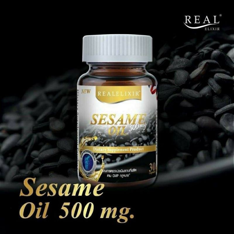 Real Elixir Black Sesame Oil 500 mg. หมดอายุ 10/2022