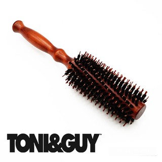 TONI&amp;GUY แปรงไดร์กลม ก้นแก้ว 14S สำหรับหวีเป่าไดร์ ดัดทรง ยืดให้เส้นผมเรียบลื่น เส้นขนแปรงทนความร้อนไม่หดตัว - สีน้ำตาล