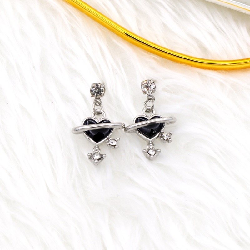 WFH ต่างหูห้อยรูปหัวใจดาวเสาร์ มี 2 สี ต่างหูผู้หญิงเท่ๆ FE54 - รูปที่ 3