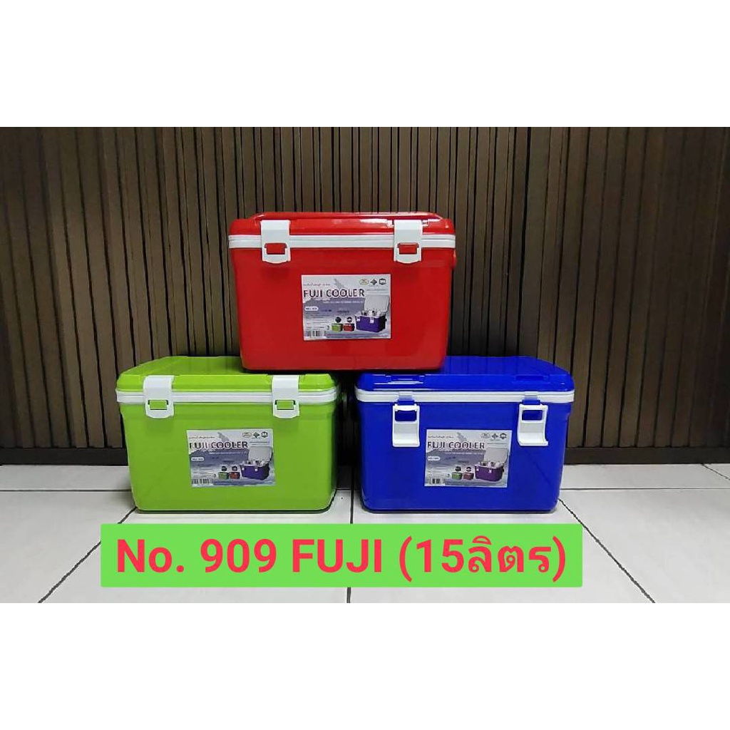 กระติกน้ำแข็ง FUJI อย่างหนา ขนาด27.5*45*28ซม แบบพกพา NO.909SN พร้อมช่องเสียบหลอดดูด ความจุ 15ลิตร แบรนด์ Denki
