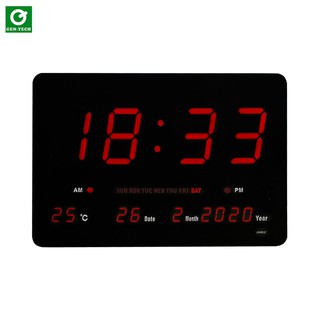 นาฬิกา LED แขวนผนัง ขนาด 46X32X3cm รุ่น JH4632 นาฬิกาดิจิตอล ตัวเรือนสีดำ มีปลุก