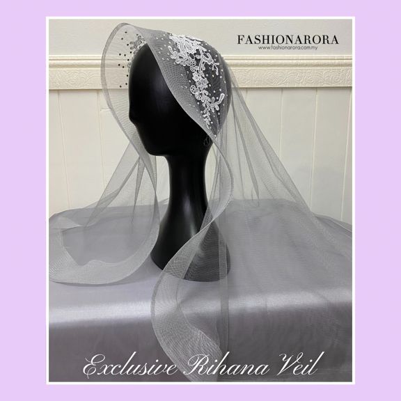 EXCLUSIVE RIHANA WEDDING VEIL [LACE + DIAMOND SWAROVSKI + HORSEHAIR] Veil Nikah / Veil Tunang / Sand