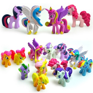 6/12 ชิ้น ชุด My Little Pony เค้ก Toppers รุ้งยูนิคอร์น PVC ฟิกเกอร์การกระทํา เด็กสาว ของเล่น