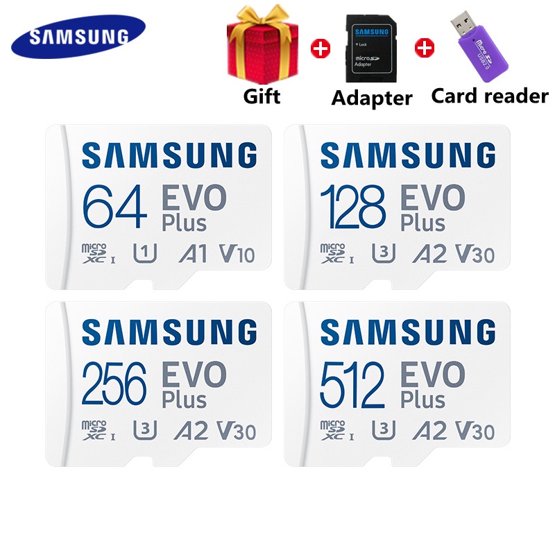 แฟลชการ์ดหน่วยความจํา Samsung EVO Plus 512GB 256GB 128GB 64GB 32GB Micro SD SDHC