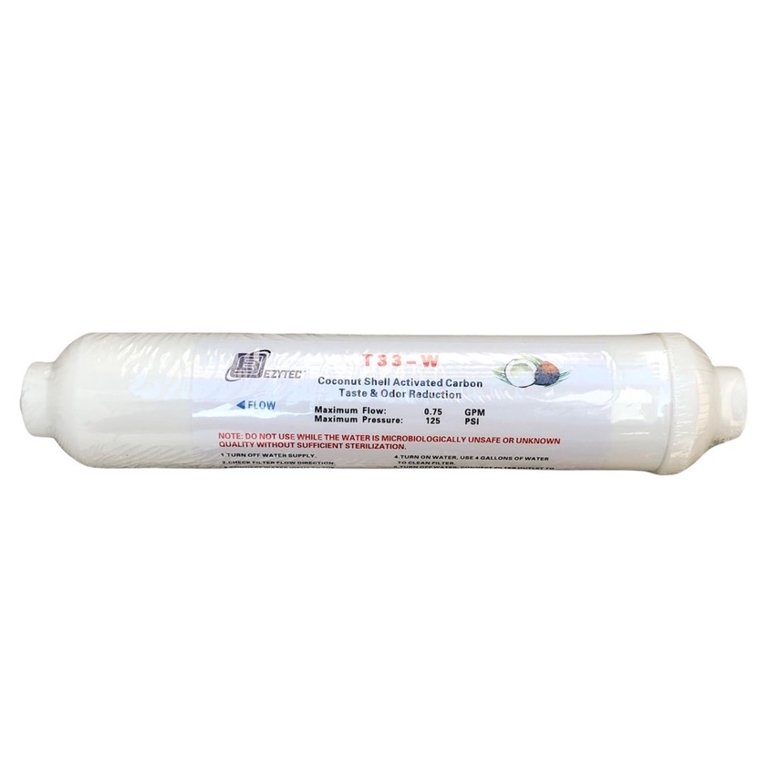 ไส้กรองน้ำ Carbon แคปซูล 10 นิ้ว x 2 นิ้ว หรือ 12 นิ้ว x 2.5 นิ้ว จำนวน 1 แท่ง แถมข้อต่อให้ 2 ตัว