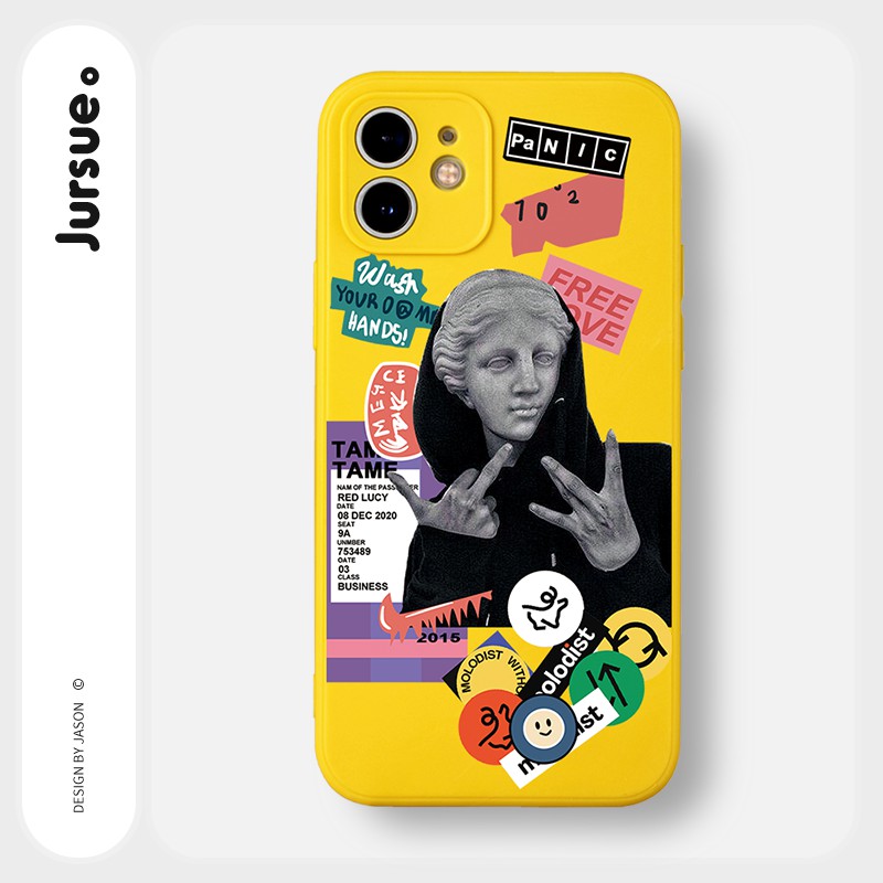 JURSUE เคสไอโฟน เคสซิลิโคนนุ่มกันกระแทกการ์ตูนอนิเมะตลก เคสโทรศัพท์ Compatible for iPhone 13 12 11 P