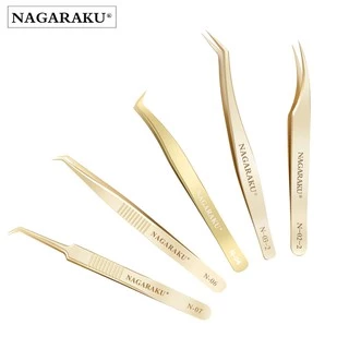NAGARAKU แหนบคีบขนตา ชนิดสเตนเลส ทรงตรง โค้ง อุปกรณ์ทำเล็บ ต่อขนตา