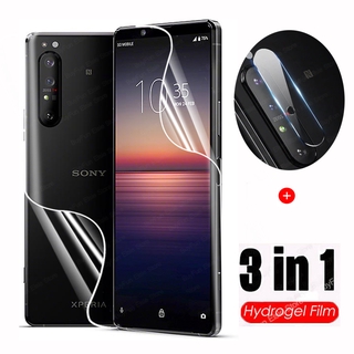 3 in 1 ฟิล์มไฮโดรเจล TPU นิ่ม ป้องกันเลนส์กล้อง สําหรับ Sony Xperia 1 10 5 II Xperia 5 10 1 II III