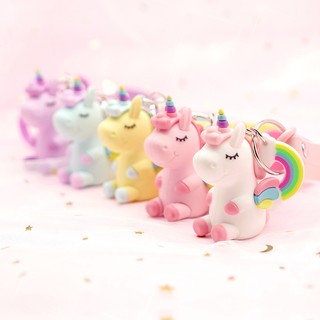 🌈 Cute Cartoon 3D ตัวยูนิคอน unicorn keychian Colorful Key Holder