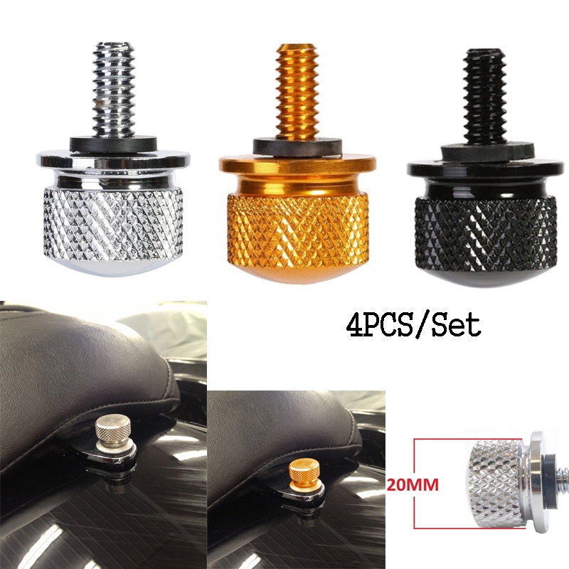 4pcs/set 6mm Motorcycle Knurled Fairing Seat Mount Bolts Screws Nuts For Harley Dyna Sportster Touring Iron 883 1200