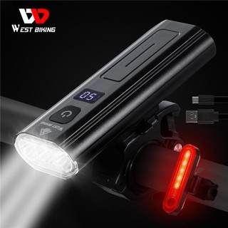 WEST BIKING 1300 Lumen ไฟหน้าจักรยาน แบบชาร์จ USB IPX6 กันน้ํา พร้อมตัวยึด ไฟจักรยาน