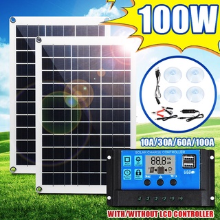 แผงพลังงานแสงอาทิตย์ 100W แผงโซลาร์เซลล์ 30 / 100A ตัวควบคุม สําหรับเรือยอร์ช รถยนต์ เรือยอร์ช แบตเตอรี่ เครื่องชาร์จ แหล่งจ่ายแบตเตอรี่ กลางแจ้ง