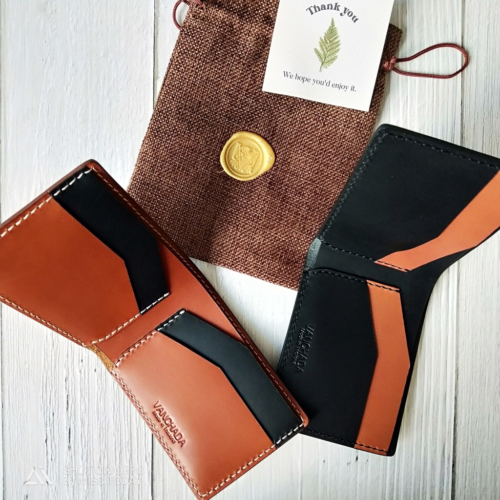 กระเป๋าสตางค์ผู้ชาย หนังแท้ Vslim Concept Wallet สีน้ำตาล เบาและบาง ...