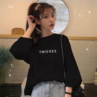 เสื้อcottonแขนยาวoversize THIEVES น่ารักสไตล์เกาหลี