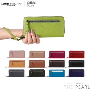 Louis Montini "The Pearl" กระเป๋าสตางค์ผู้หญิงหนังแท้ กระเป๋าซิปรอบหนังวัว Zip-around wallet WL14