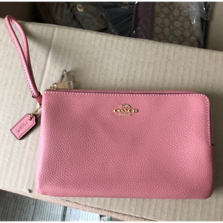 Coach คล้องมือ หนัง Size L สีชมพู