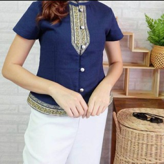 เสื้อคอจีนแต่งเทป  ผ้าฝ้าย หรือผ้าพื้นเมือง